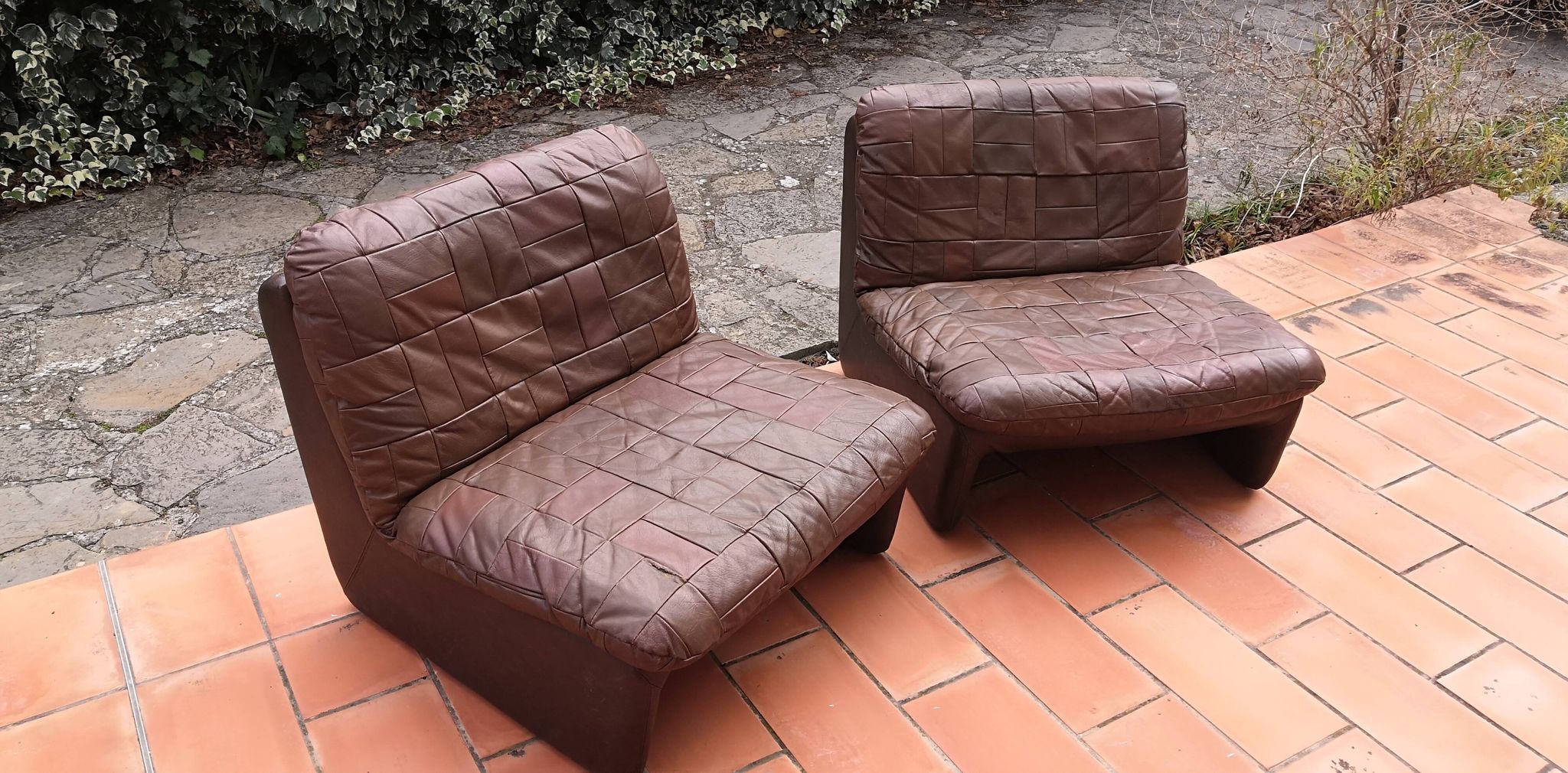 Tranas Sweden patchwork leather heaters by OVERMAN, 1970 Set of 2