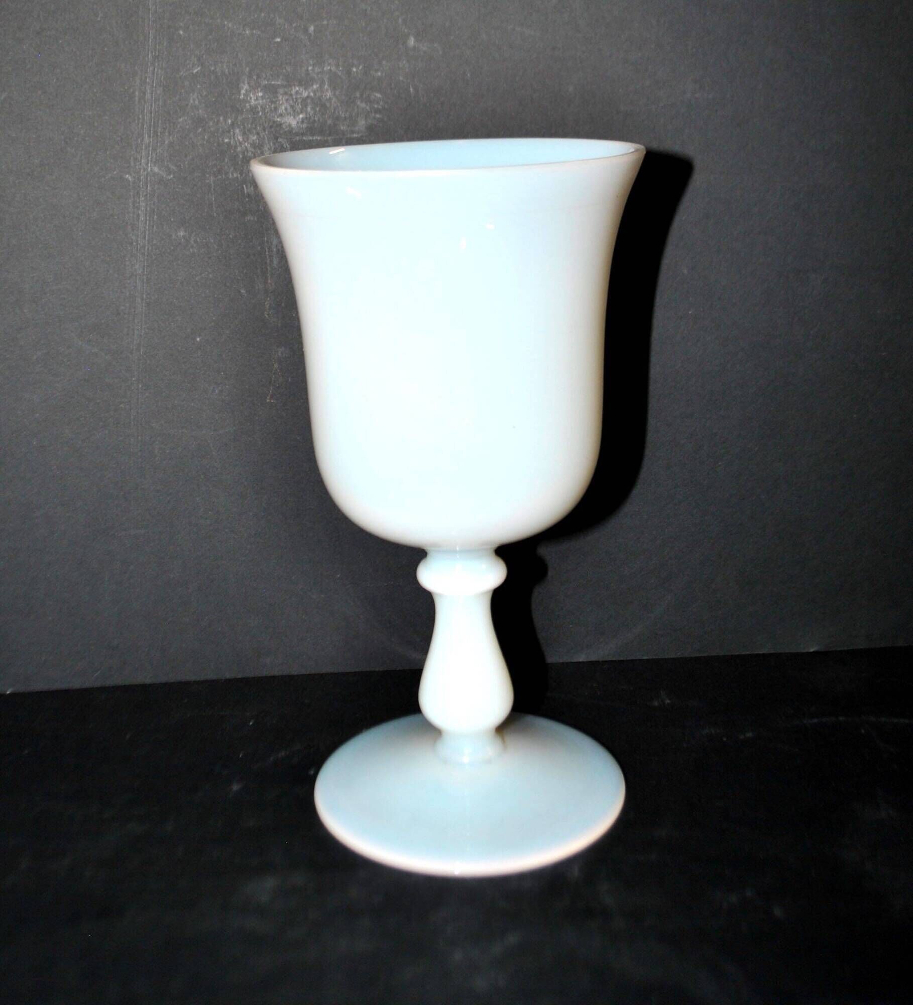 Antique footed glass in white opaline goblet chalice – Meisenthal craftsmanship?