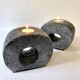 Pair of terracotta candle holders with anthracite finish, 1980s.