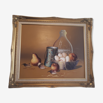 Large still life painting, signed Violette De Mazia