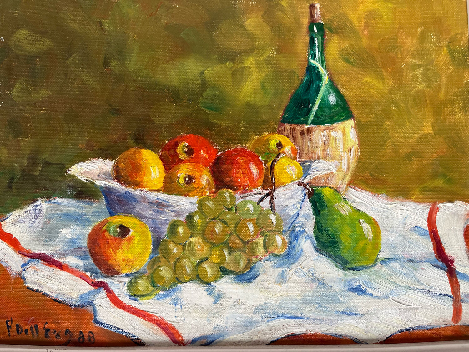 Oil on canvas, still life with fruit