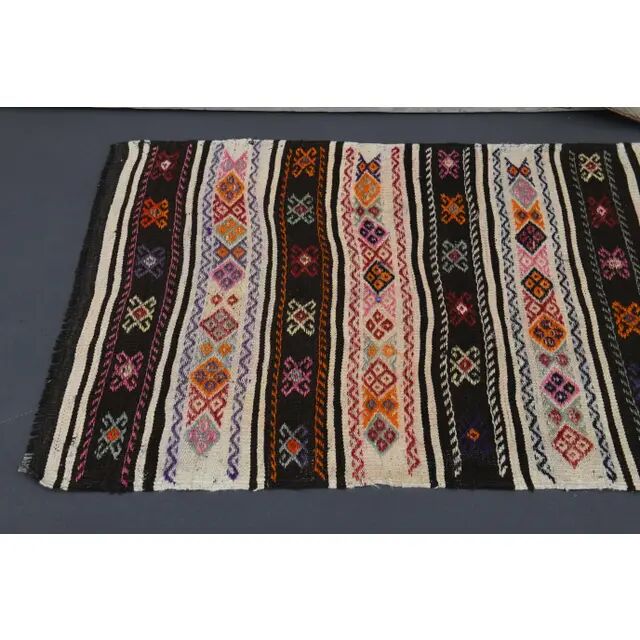 1970s vintage Turkish hand-knotted wool cotton white runner rug 84x259