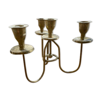 Brass 4-pointed candlestick