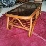 70s rattan coffee table