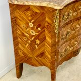 Inlaid chest of drawers Louis XV marble top
