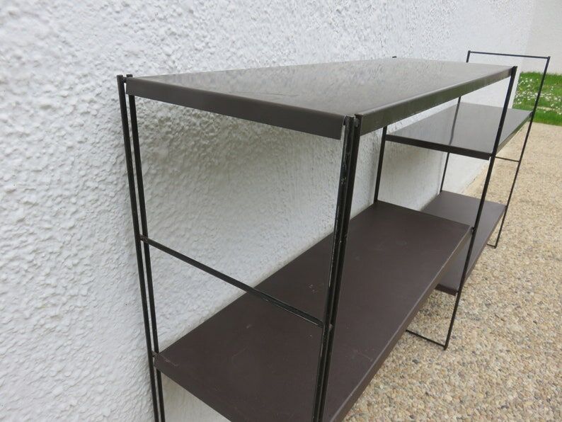Modular wall string shelf in metal 50s 60s