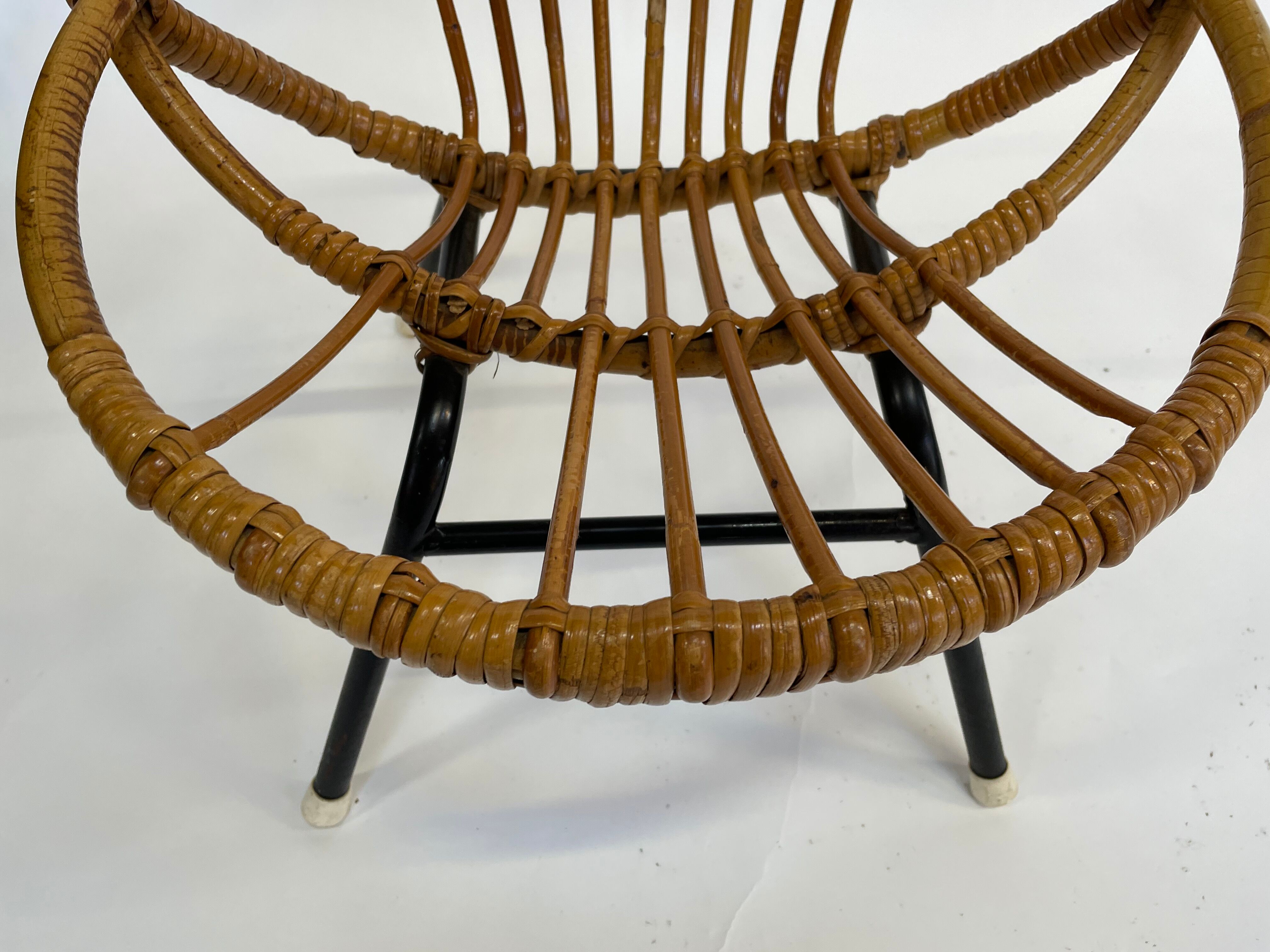 Vintage Rattan children's chair Rohe Noordwolde 1960s Design