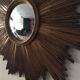Golden wooden witch eye sun mirror, 60s