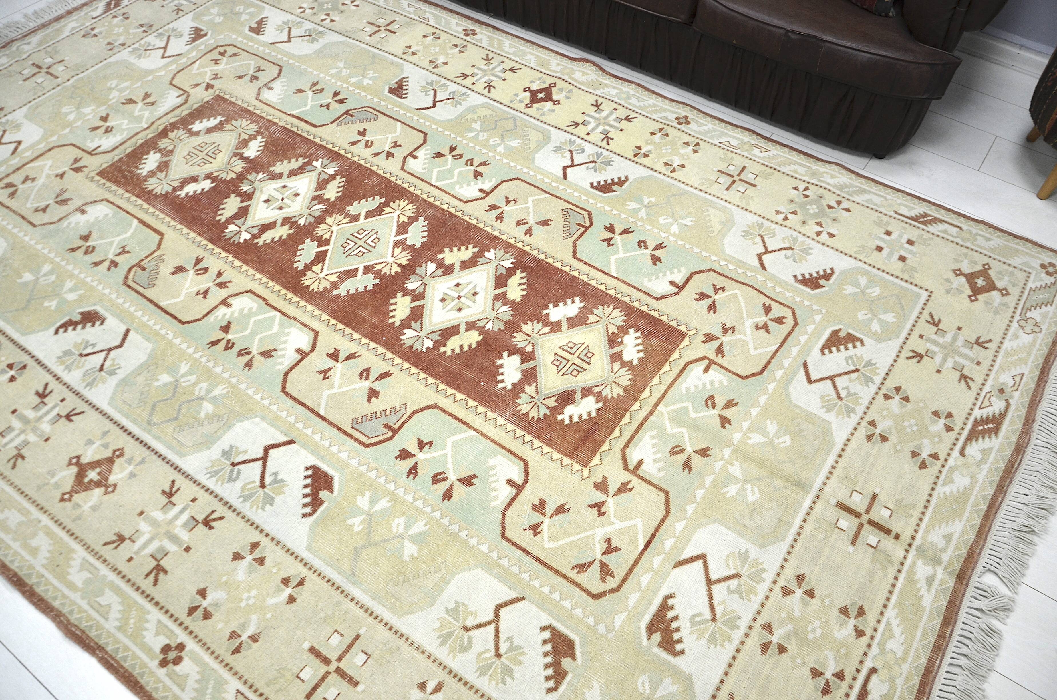Tan Oversize Turkish Tribal Wool Rug sku 2294.
