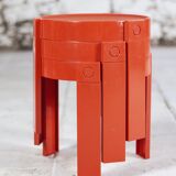 3 nesting tables in orange plastic by Prisunic, 1970.