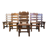Chaises de salle à manger brutalistes vintage, ensemble de 6 - années 1960