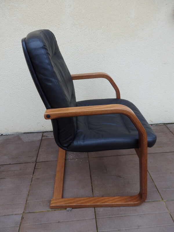fauteuil De Luxe Juke-Vm cuir Bois Prosiege Vintage