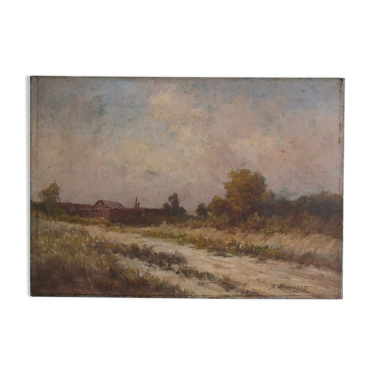 Alexandre Dronsart (1890-1953) landscape painting Chemin de bord de ferme