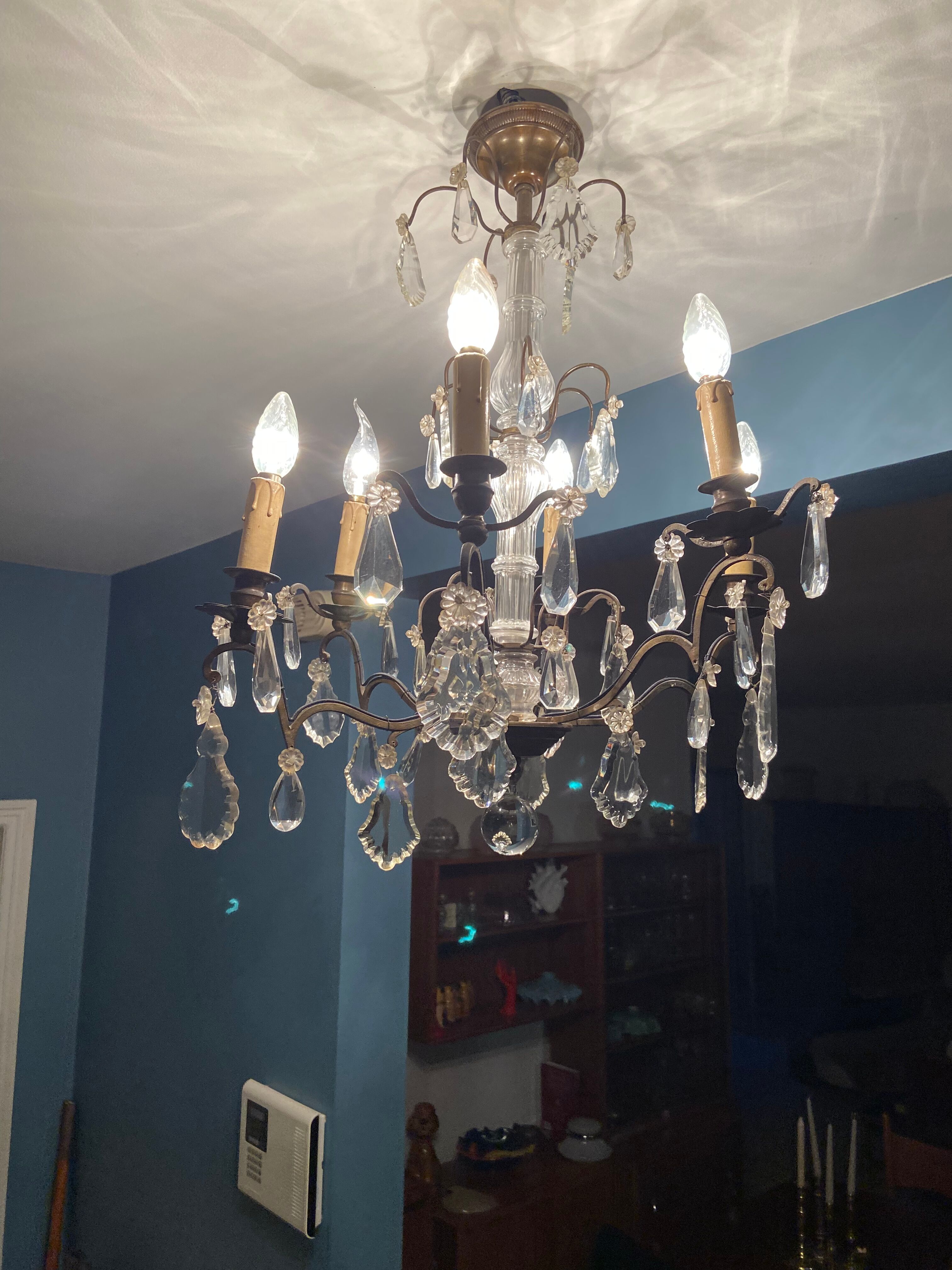 Grapevine chandelier NINETEENTH bronze and crystal