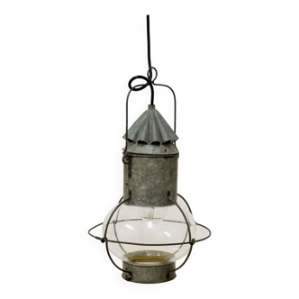 Vintage grey metal outdoor hanging lamp