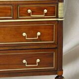 Louis XVI Officer's Chest of Drawers, 19th (19th) Century, Mahogany & Marble