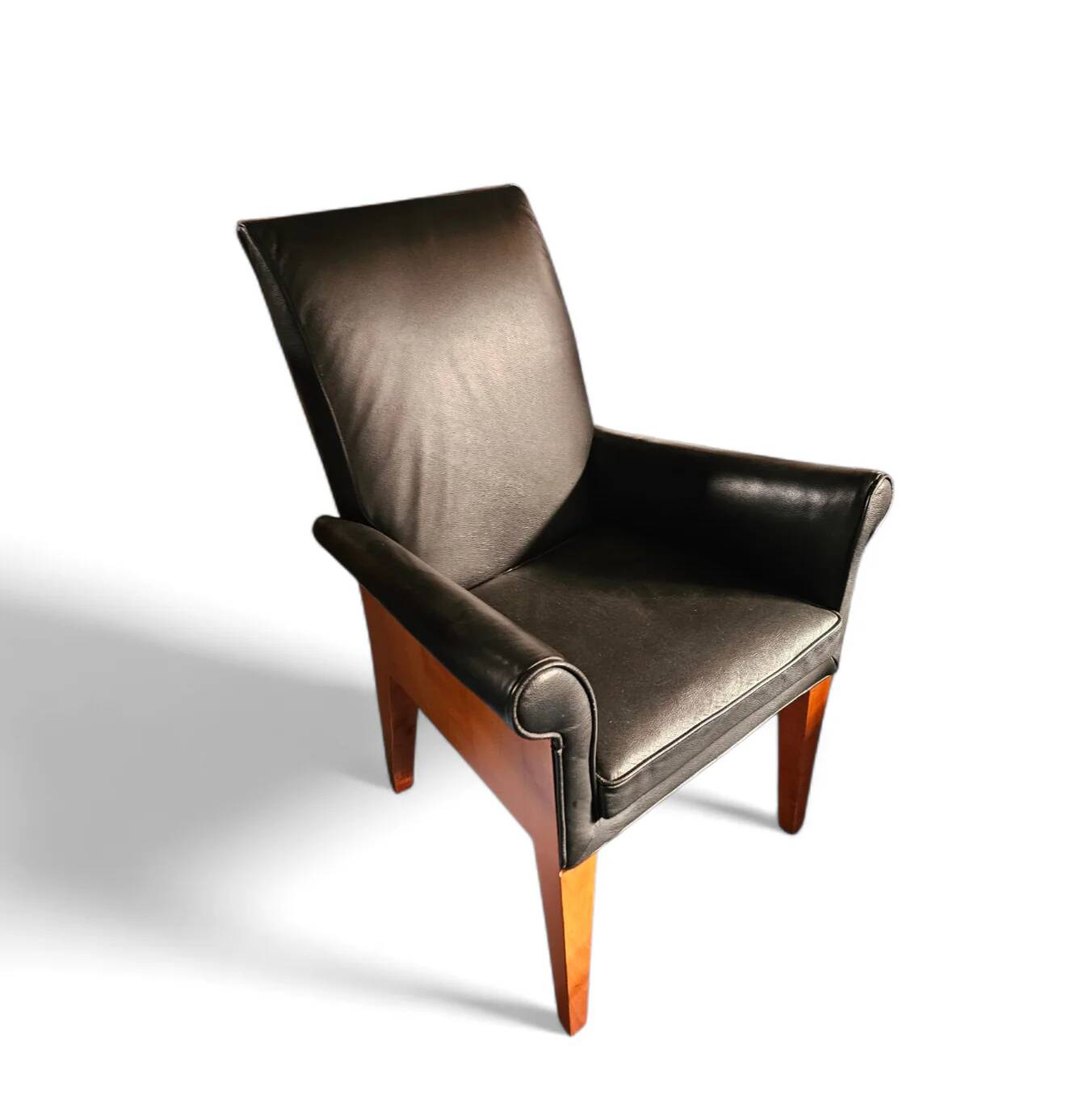 Paramount chair by Philippe Starck / black leather for Driade / 1989