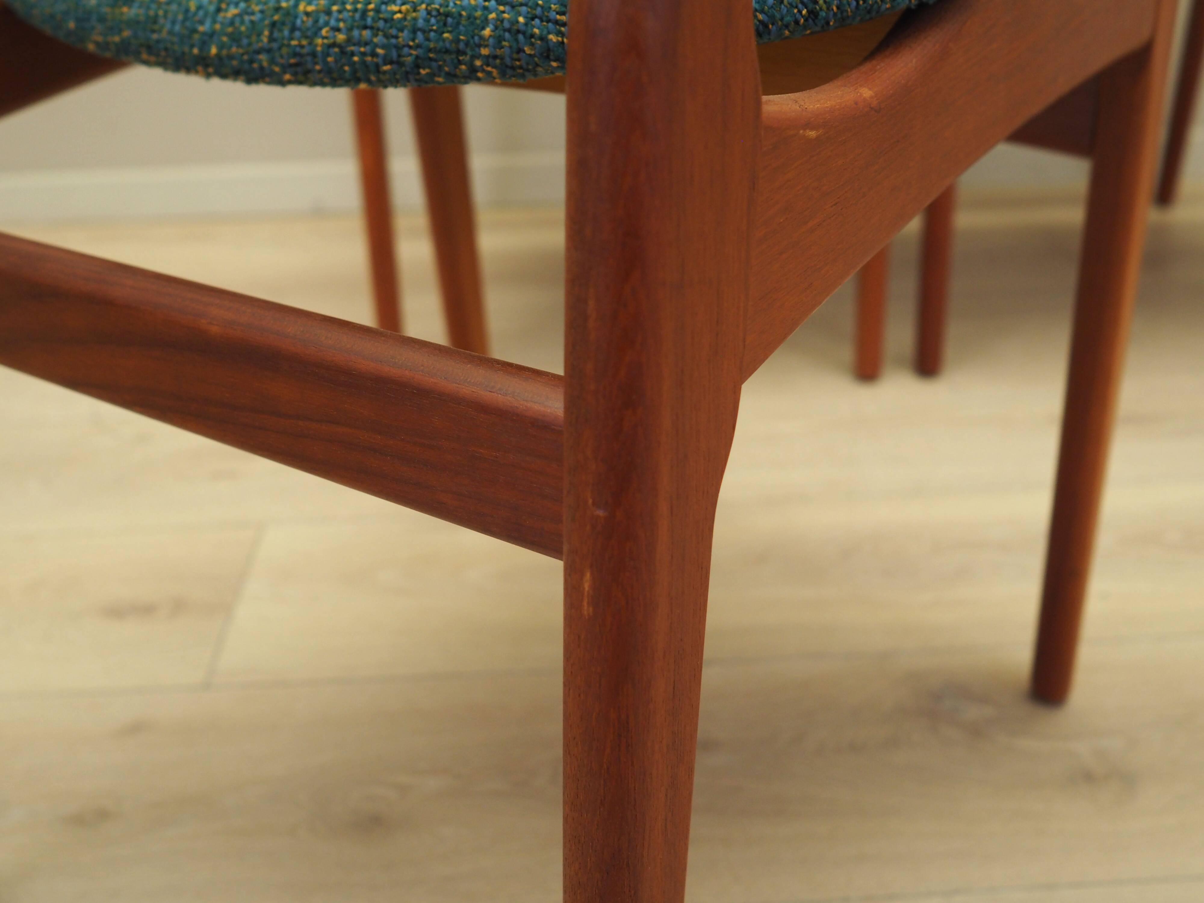 Set of six teak chairs, Danish design, 1960s, manufacture: N. & K. Bundgaar