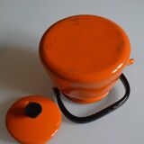 Vintage kettle orange enameled steel 1.5 liter
