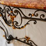 Console en marbre et fer forgé, XXe siècle