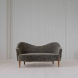 Mid-century modern canapé in sheepskin / shearling model 'Samspel' by Carl Malmsten, 1956