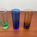 Coloured German shot glasses from the mid-century, 1960s, set of 6.