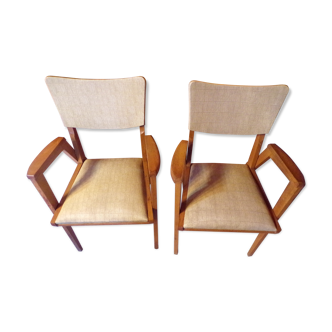 2 wooden chairs