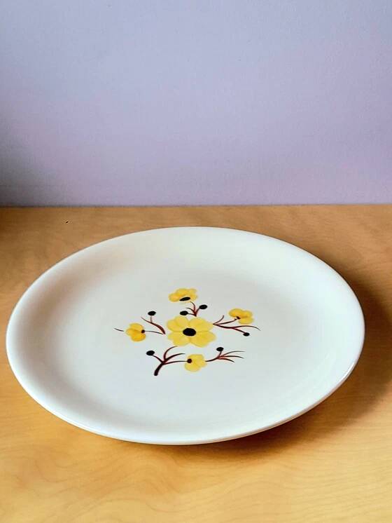 Earthenware dish from Salins, Catherine pattern, 30 cm.