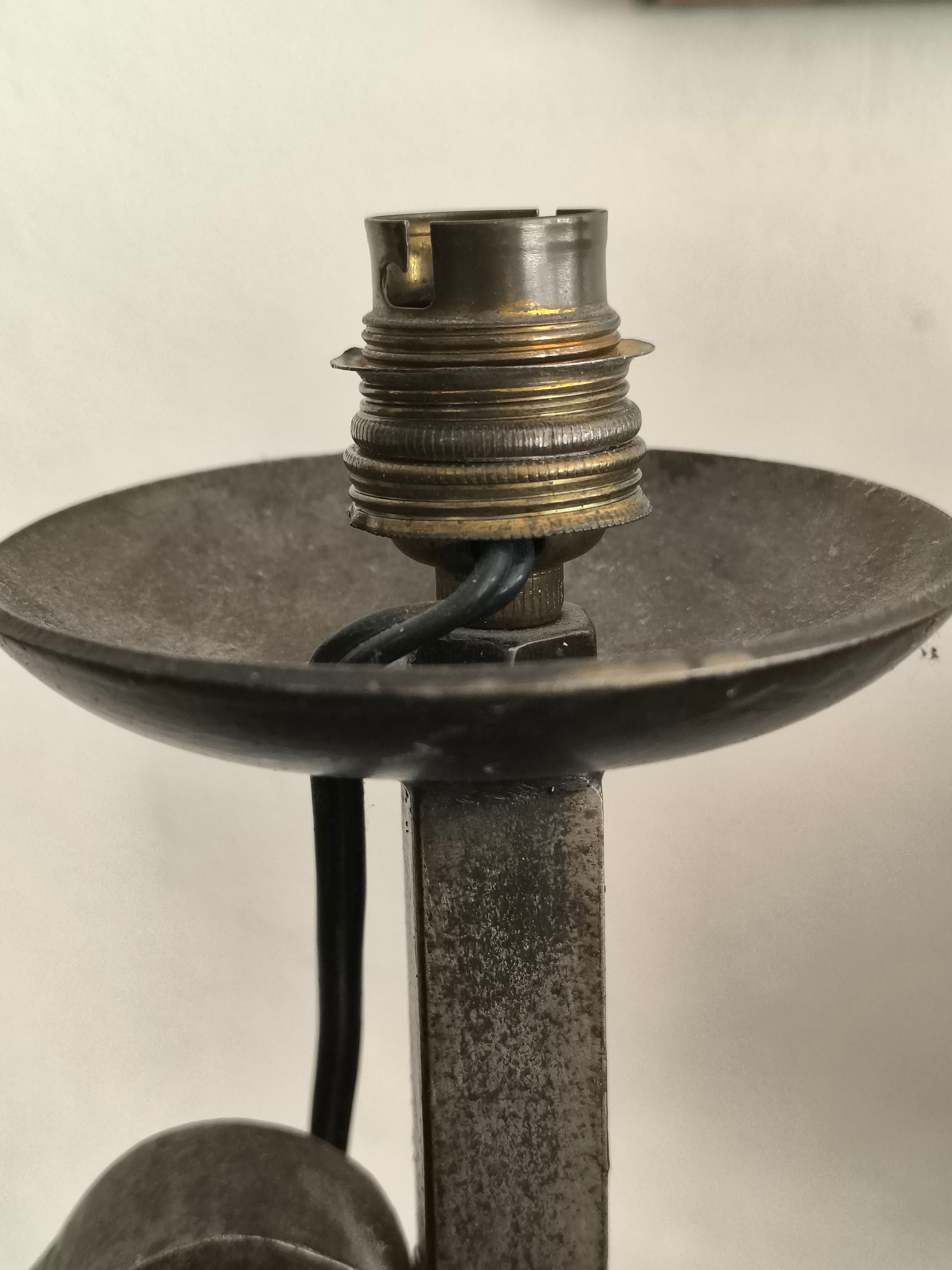Brutalist lamp base in wrought iron circa 1950