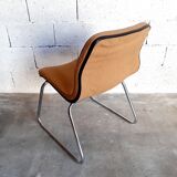 Fauteuil et chaise de bureau vintage Steelcase Strafor en métal chromé années 70