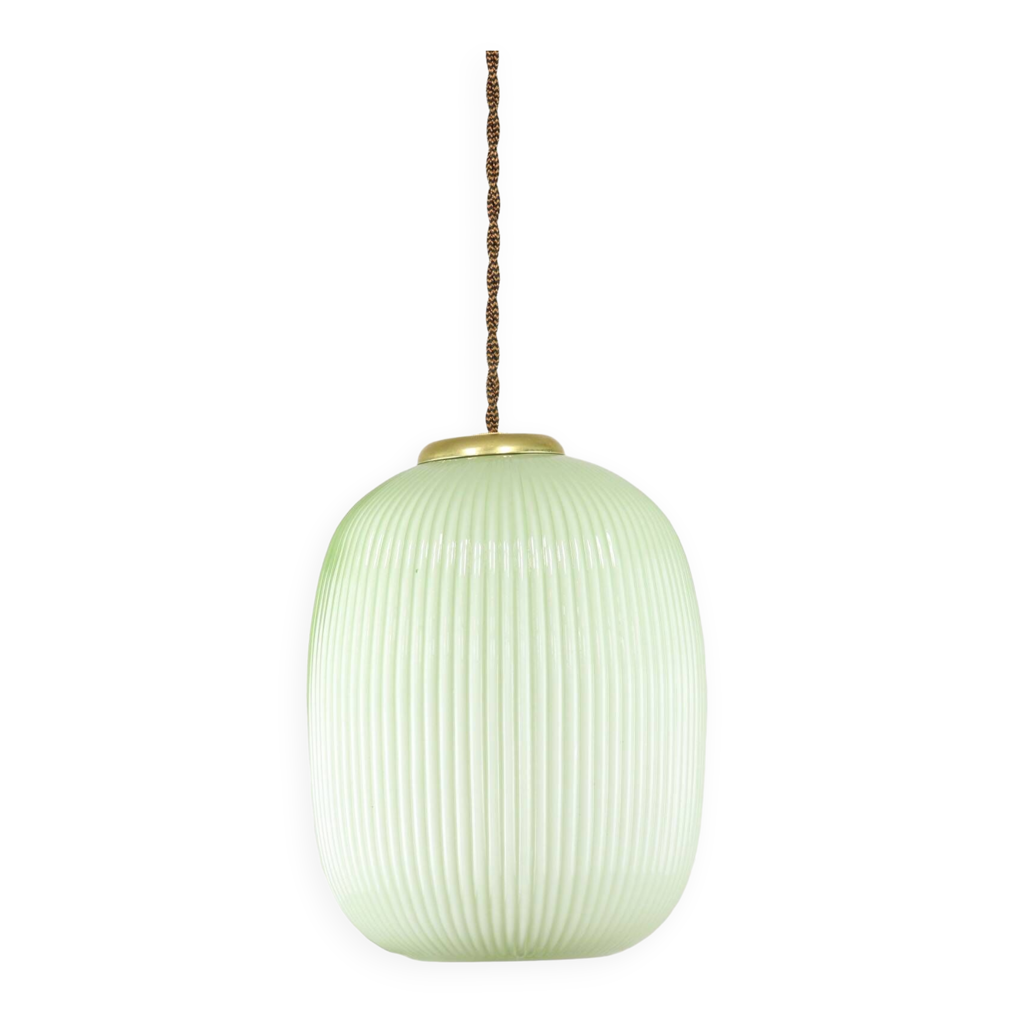 Mid-Century Italian Brass and Glass Pendant Lamp