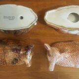 Duo of 2 terrines Michel Caugant Cerf and Biche