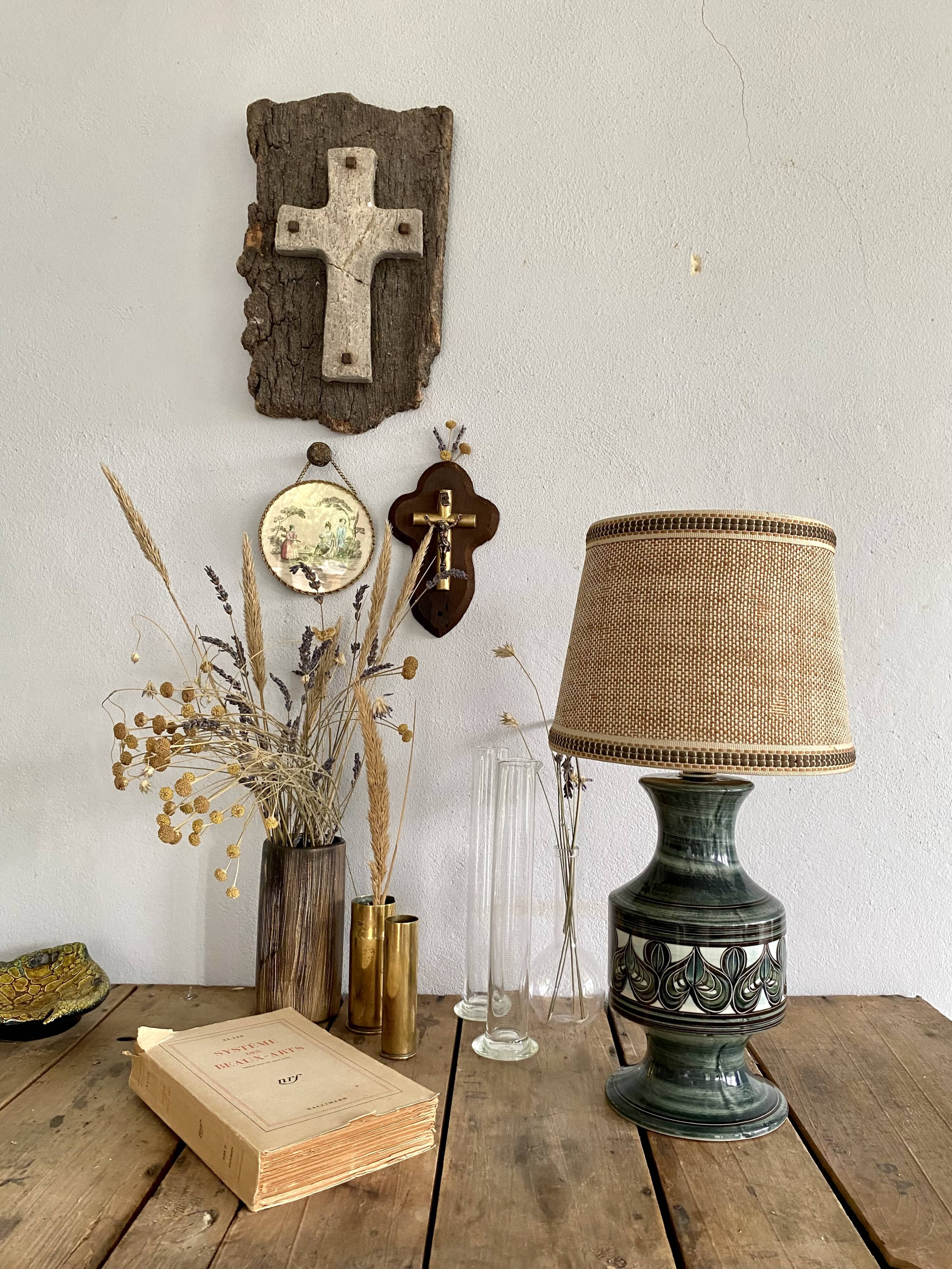 Swedish lamp, 2m fabric cable, fabric lampshade