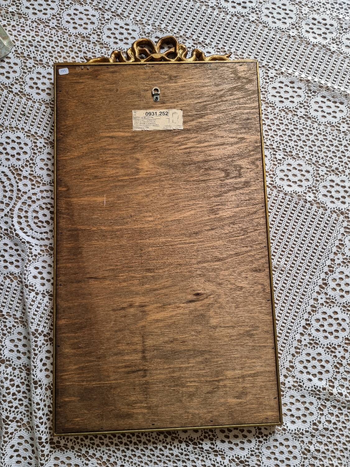 Gold and fir green beveled mirror, Louis XVI/Regency style, 1970