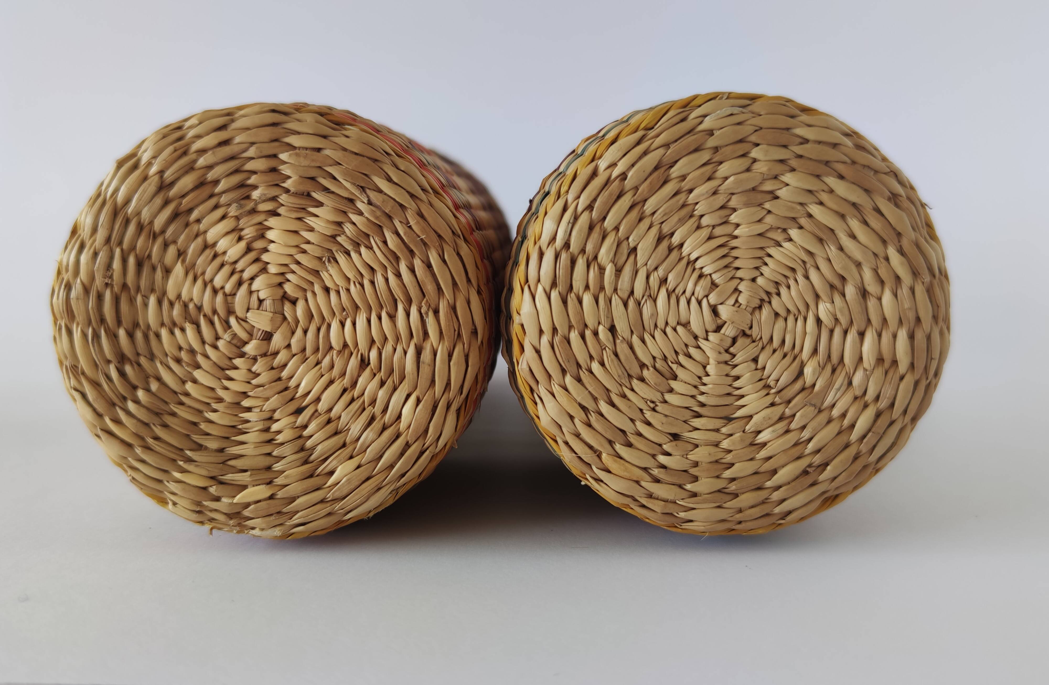 Bouteilles tressées Osier Vintage Origine Viêtnam