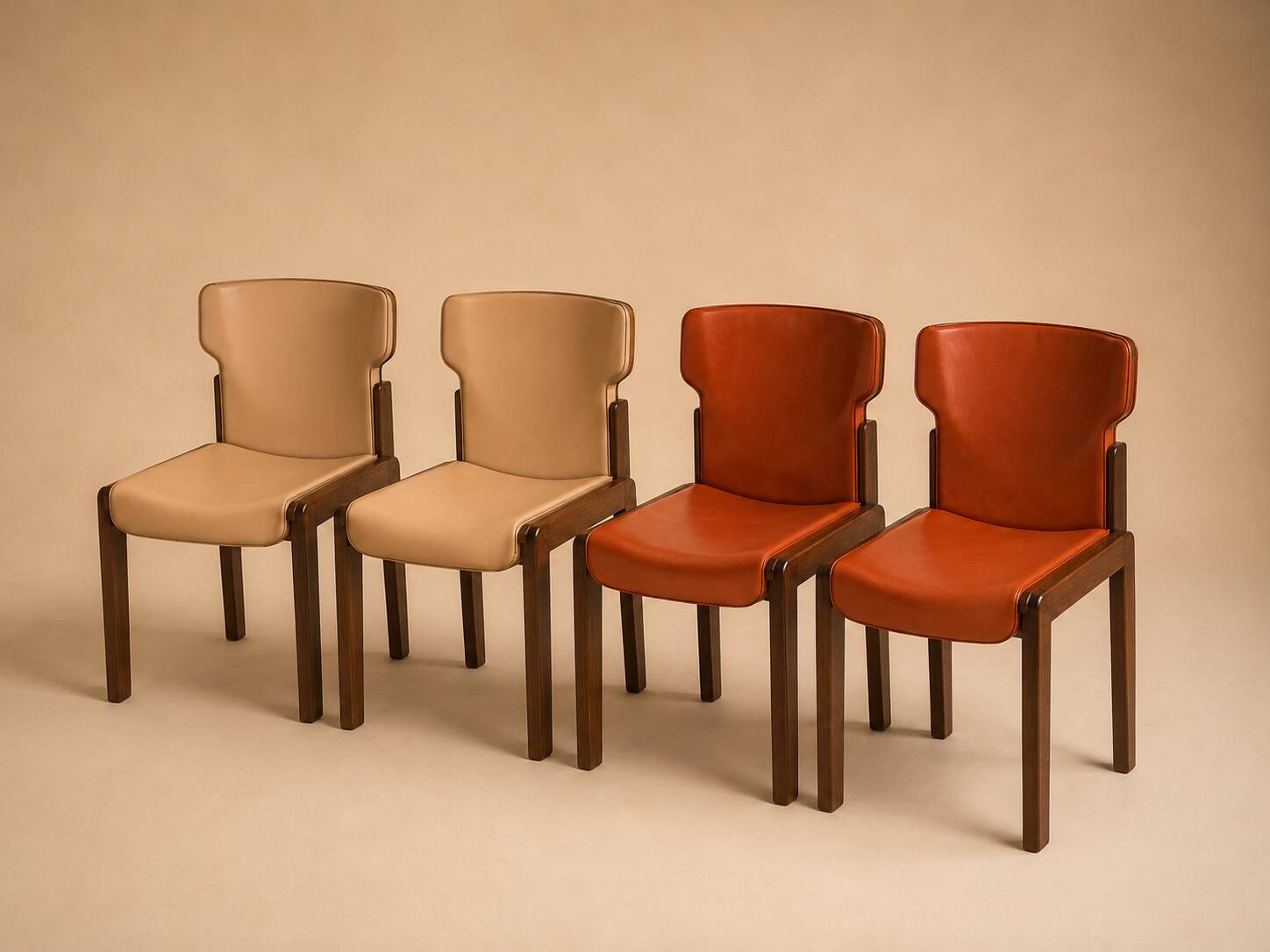 Set of 4 Paganini chairs by Luciano Frigerio, 1970s.