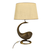Large brass swan table lamp, 1960s