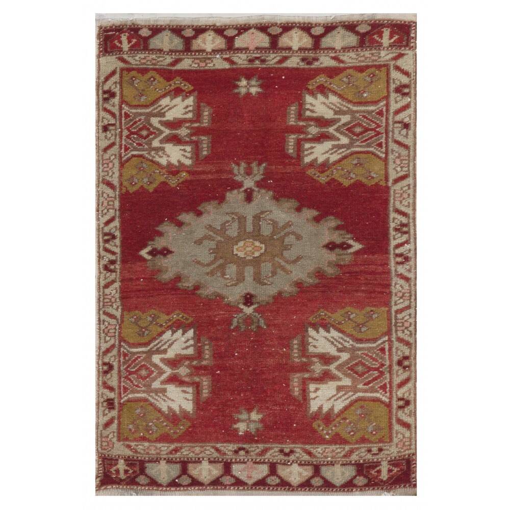Hand-knotted Small Rug. Vintage Doormat. Turkish Seat Cover. Entryway Rug. Kitchen Mat. Bath Mat