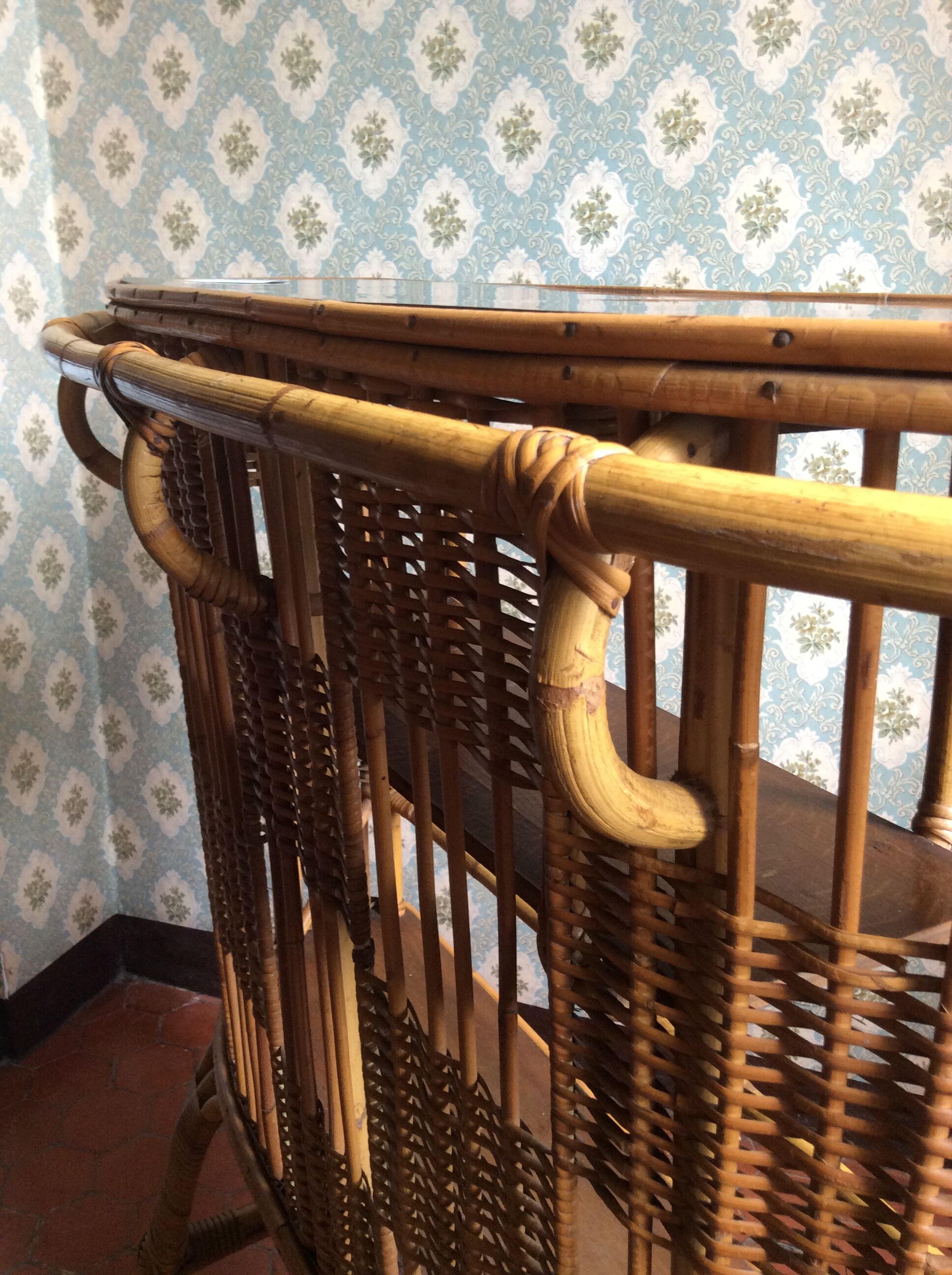 Bar vintage bambou et rotin années 60
