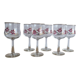 Set of 6 Italian A.M crystal glasses gilded with fine gold