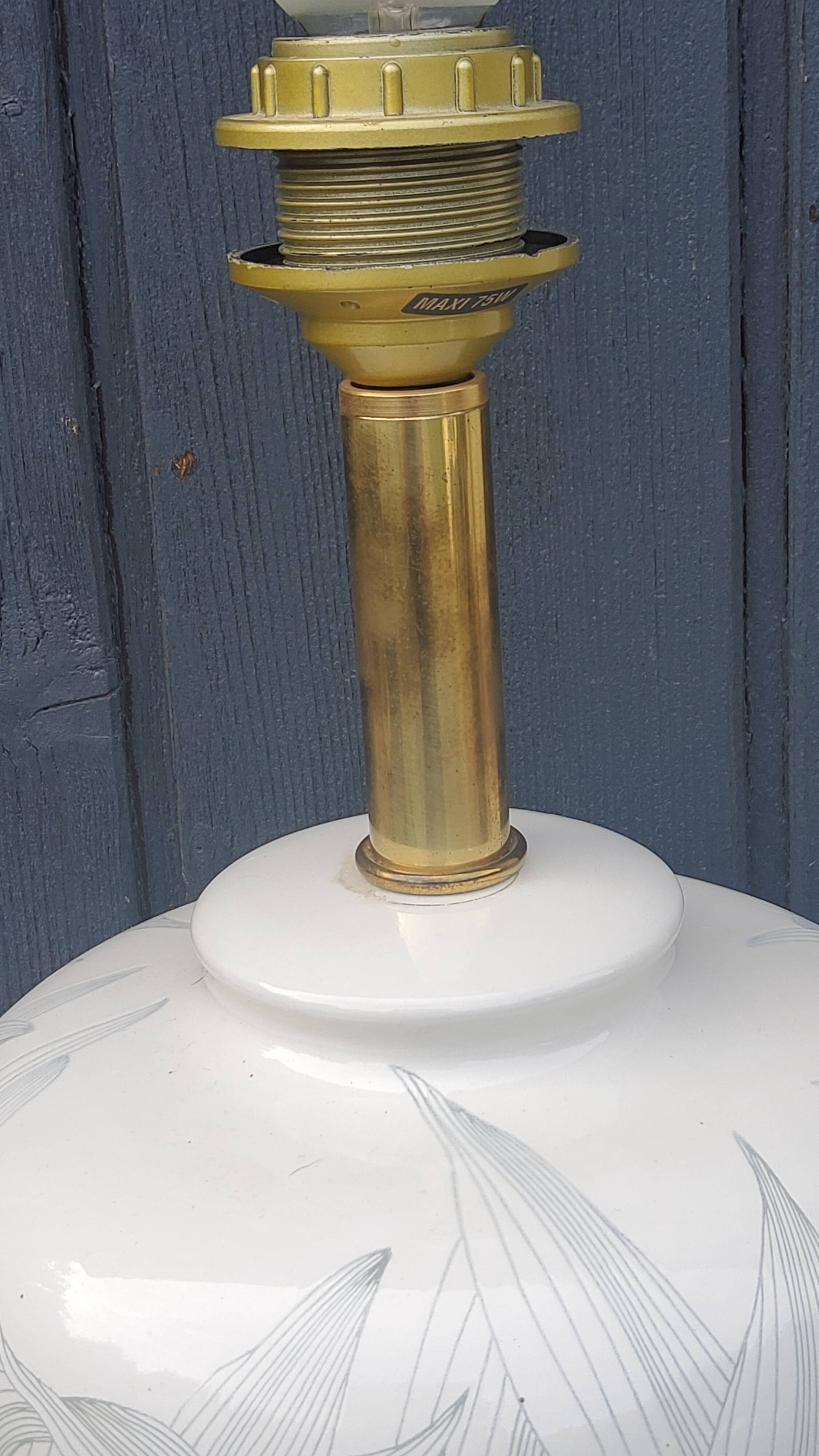 Lamp from the house Le Dauphin in ceramic and gilded brass