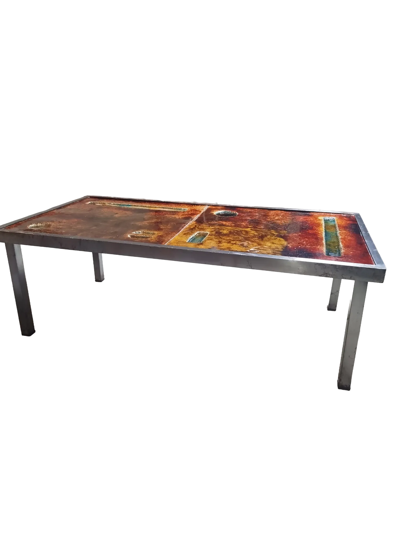 Coffee table in glazed lava stone by Robert & Jean Cloutier 1950