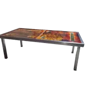 Coffee table in glazed lava stone by Robert & Jean Cloutier 1950