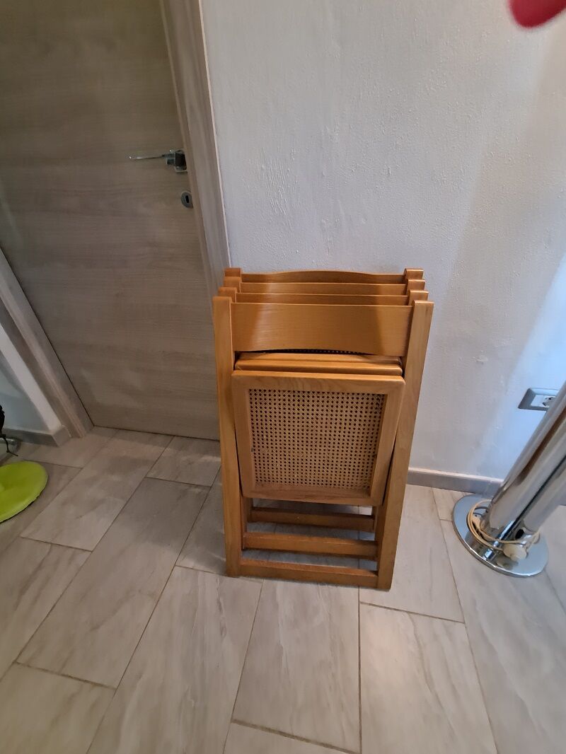 Ensemble de 4 chaises pliantes Aldo Jacober & Pierangela Beech & Cane Trieste