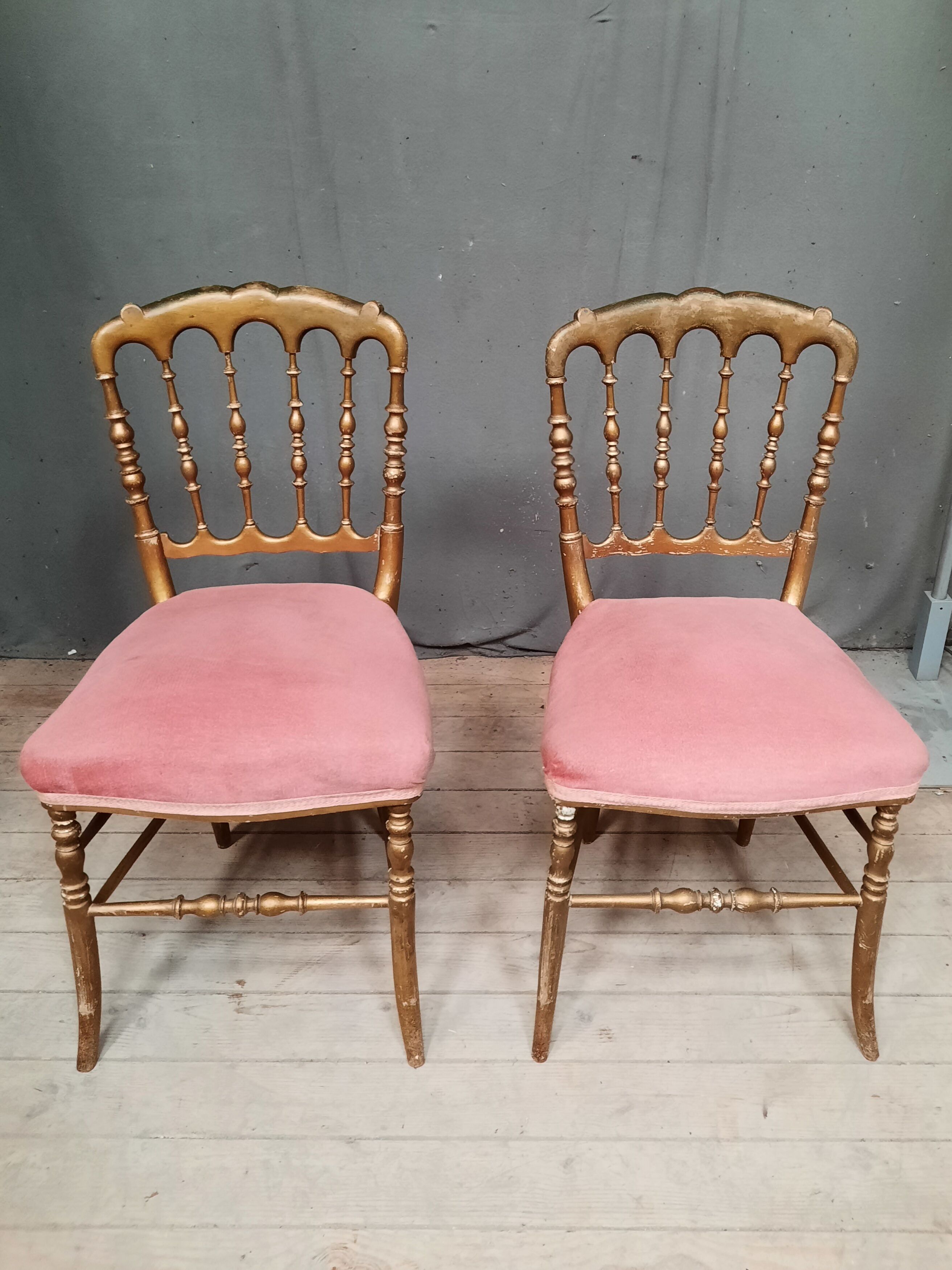 Pair of golden chairs Napoleon III