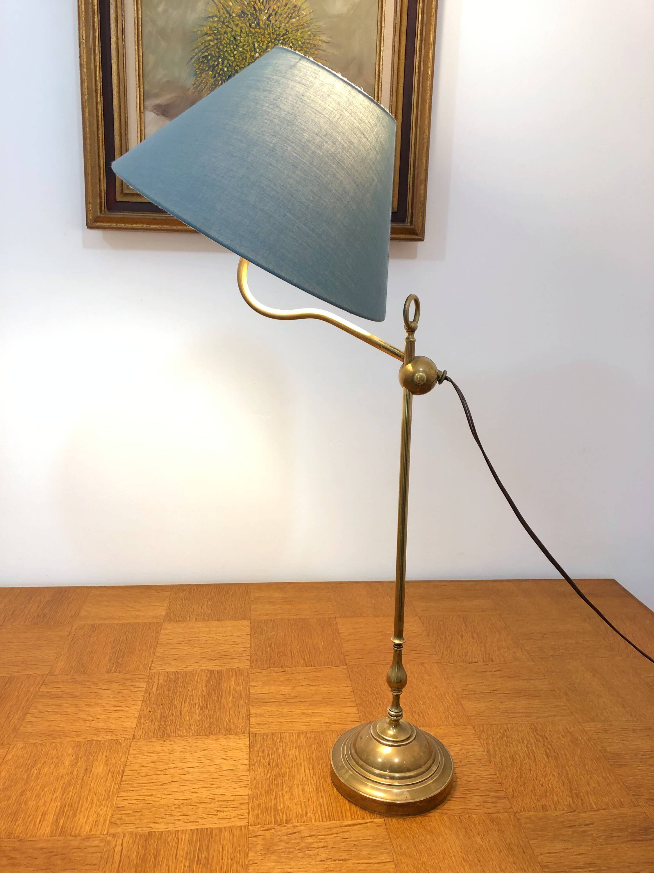 Patinated brass desk lamp, 19th century