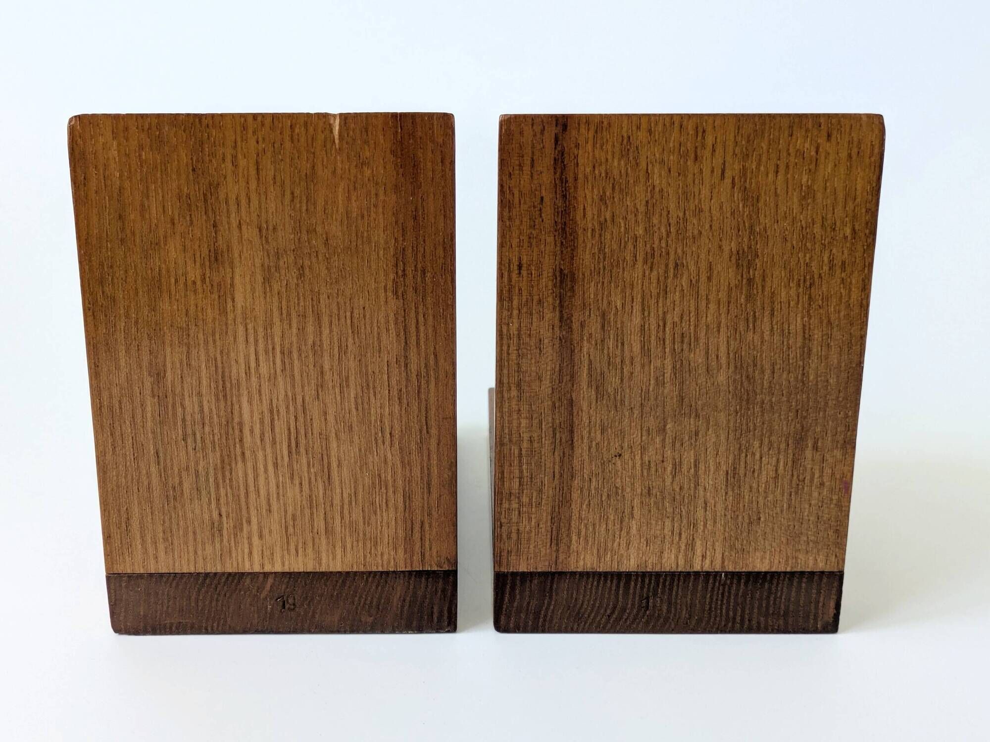 Pair of vintage bookends with polished wooden balls, Art Deco style
