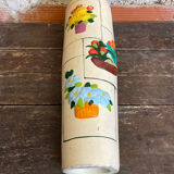 Old Rolled Vase Beige Ceramic Polychrome Flower Decor Vintage #D