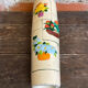 Old Rolled Vase Beige Ceramic Polychrome Flower Decor Vintage #D