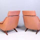 Leather and rosewood chairs and Ottoman by Werner Langenfled Denmark 1960s